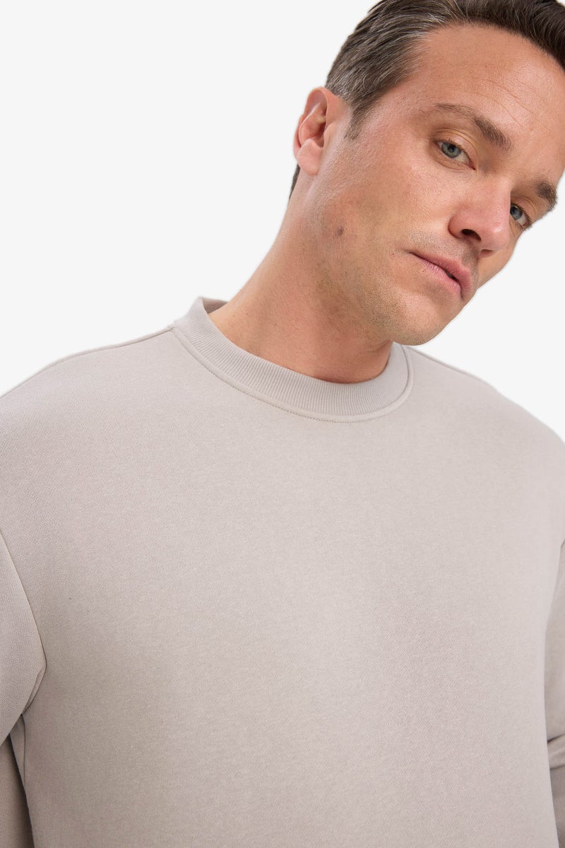 DeFacto Grey Man Relax Fit Crew Neck Thick Basic Sweatshirt Casual - Image 4